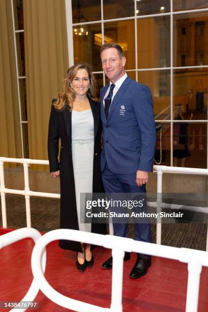 Olympic Medalist Laura Collett and Oliver Townend at Buckingham Palace as The King And Queen Consort Host Team GB Tokyo Olympic Medallists on...