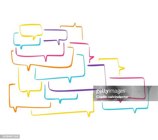 speech bubbles hand drawings - team argument stock illustrations