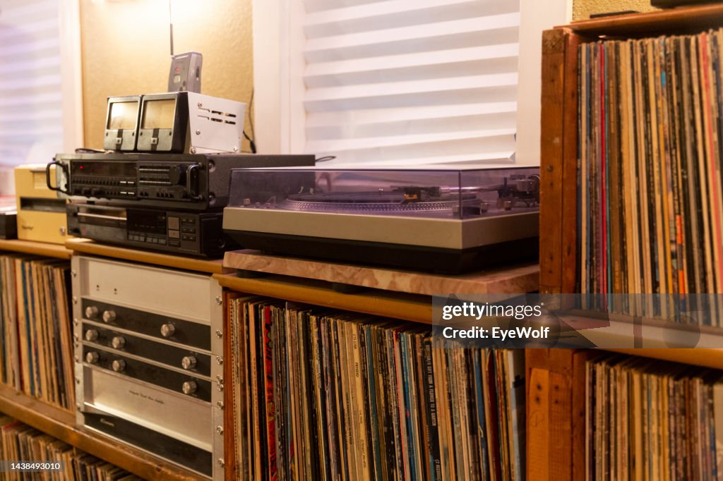 Recorder Collection Large Record Collection With A Professional Record Player And Amplifier ...
