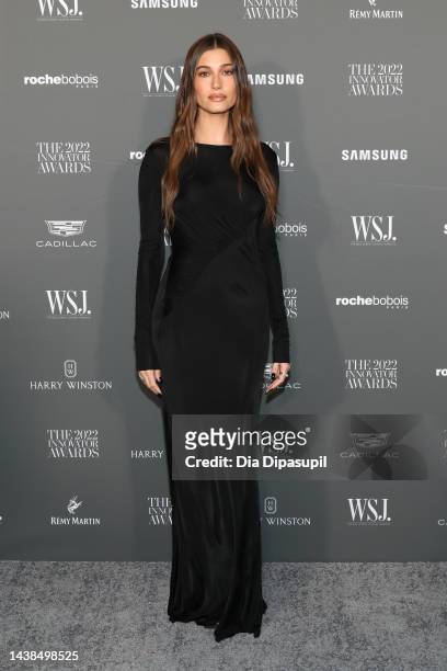 Hailey Bieber attends the WSJ. Magazine 2022 Innovator Awards at Museum of Modern Art on November 02, 2022 in New York City.
