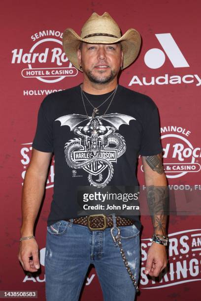 Jason Aldean attends Audacy's "Stars and Strings" at Hard Rock Live at Seminole Hard Rock Hotel & Casino Hollywood on November 02, 2022 in Hollywood,...