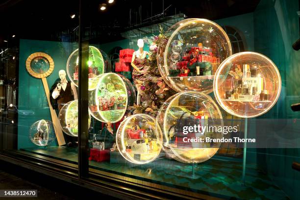 Christmas decorations are displayed during the launch of David Jones 2022 Christmas 'World of Wonder' at the David Jones Elizabeth Street Store on...