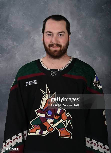 Connor Ingram of the Arizona Coyotes poses for his official headshot for the 2022-2023 season at Scottsdale Ice Den on November 02, 2022 in...