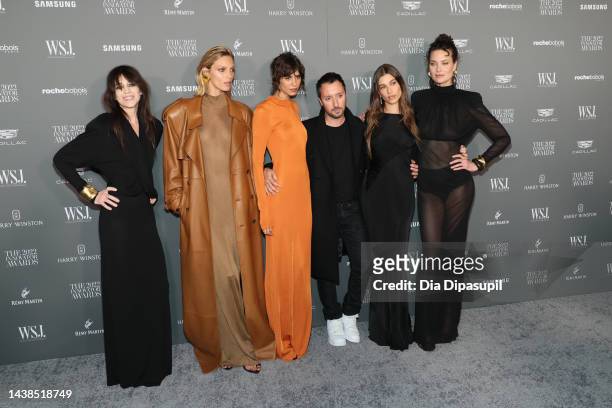 Charlotte Gainsbourg, Anja Rubik, Mica Argañaraz, Anthony Vaccarello, Hailey Bieber and Shalom Harlow attend the WSJ. Magazine 2022 Innovator Awards...
