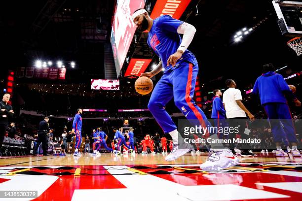 Marcus Morris Sr. #8 of the LA Clippers warms up prior to facing the Houston Rockets at Toyota Center on November 02, 2022 in Houston, Texas. NOTE TO...