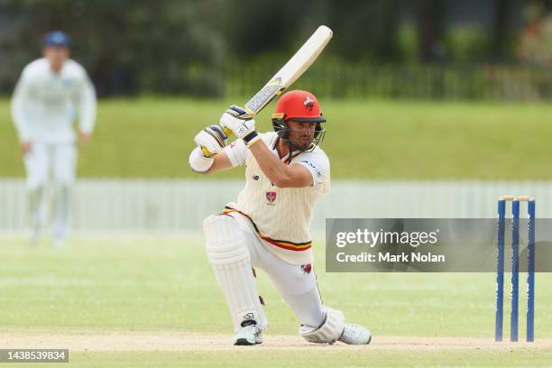 Jake Weatherald of SA bats during the Sheffield Shield match between New South Wales and South Australia at North Dalton Park, on November 03 in...