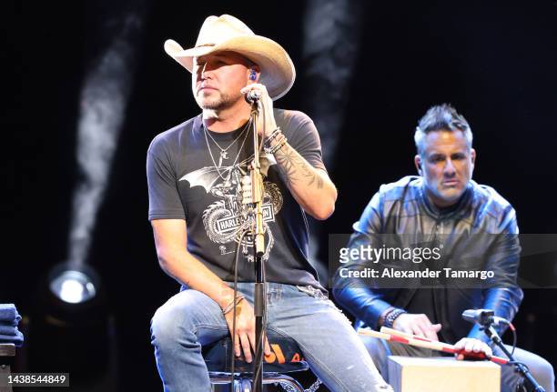 Jason Aldean performs onstage during Audacy's "Stars and Strings" at Hard Rock Live at Seminole Hard Rock Hotel & Casino Hollywood on November 02,...