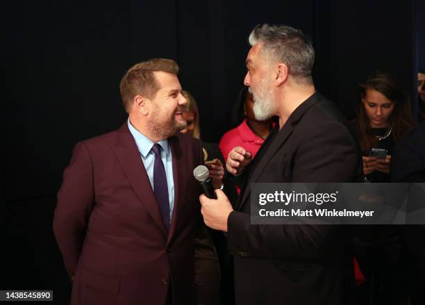 James Corden and Jez Butterworth attend the "Mammals" red carpet premiere and screening at The West Hollywood EDITION on November 02, 2022 in West...