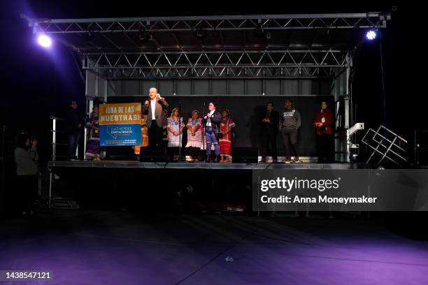 Nevada Gov. Steve Sisolak speaks at Día De Muertos Camino al Mictlan festival at Freedom Park on November 02, 2022 in Las Vegas, Nevada. Democratic...