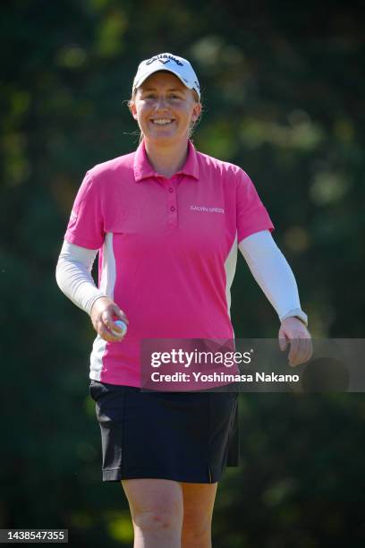 Gemma Dryburgh of Scotland smiles on the 2nd green during the first round of the TOTO Japan Classic at Seta Golf Course North Course on November 3,...
