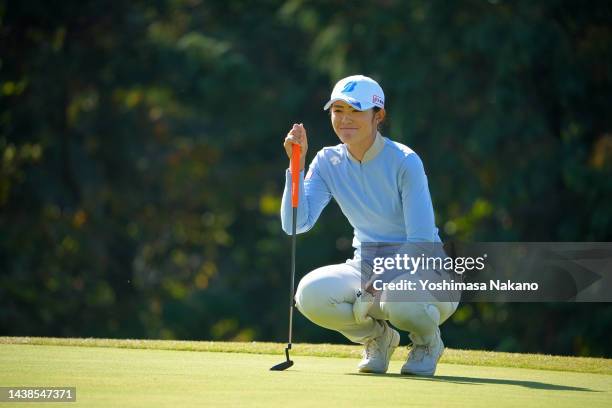 Ayaka Watanabe of Japan is seen on the 2nd green during the first round of the TOTO Japan Classic at Seta Golf Course North Course on November 3,...