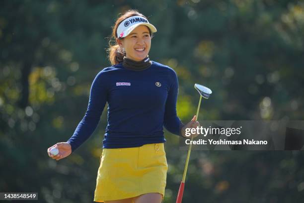 Kana Nagai of Japan reacts on the 7th green during the first round of the TOTO Japan Classic at Seta Golf Course North Course on November 3, 2022 in...