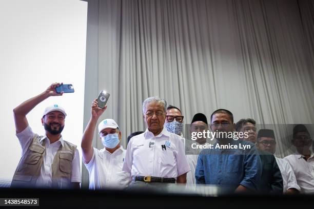 Former Malaysian Prime Minister and founder of the Gerakan Tanah Air coalition Mahathir Mohamad attends a candidate announcement ceremony ahead of...