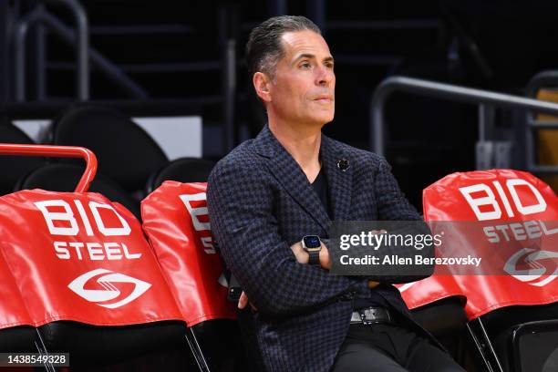 Rob Pelinka attends a basketball game between the Los Angeles Lakers and the New Orleans Pelicans at Crypto.com Arena on November 02, 2022 in Los...