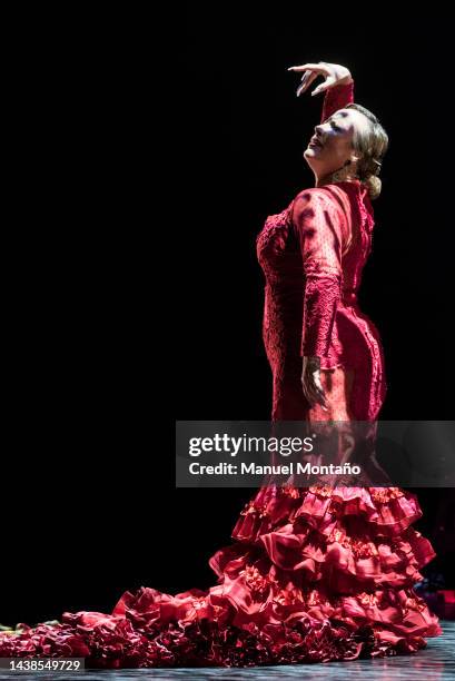 Spanish flamenco dancer 'La Truco' performs on stage during the Tribute Concert of the flamenco dancer 'La Tati' at Teatros Del Canal on November 2,...