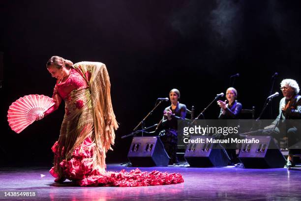 Spanish flamenco dancer 'La Truco' performs on stage during the Tribute Concert of the flamenco dancer 'La Tati' at Teatros Del Canal on November 2,...