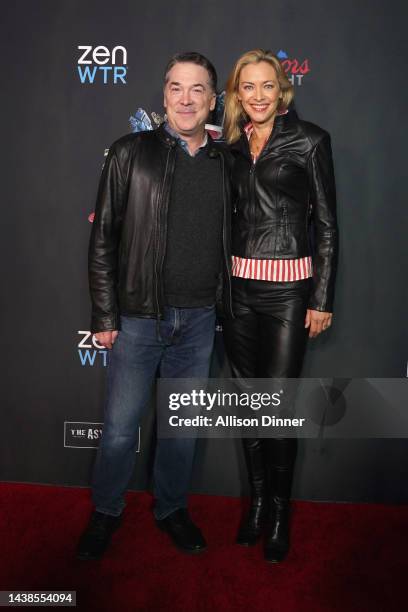 David Michael Latt and Kristanna Loken arrive at The Asylum's 25th Anniversary Party at Santa Monica Pier on November 02, 2022 in Santa Monica,...