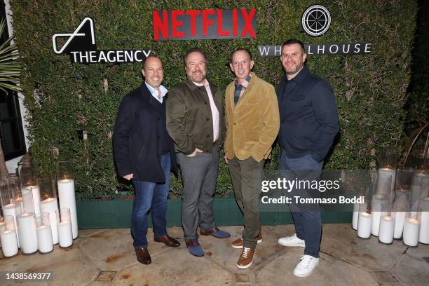 Adam Sher, Brent Montgomery, Justin Hochberg and Ed Simpson attend Wheelhouse's Spoke Studios and the Agency's "Buying Beverly Hills" premiere party...