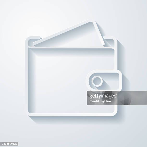 brieftasche. symbol mit papierschnitteffekt auf leerem hintergrund - brieftasche stock-grafiken, -clipart, -cartoons und -symbole
