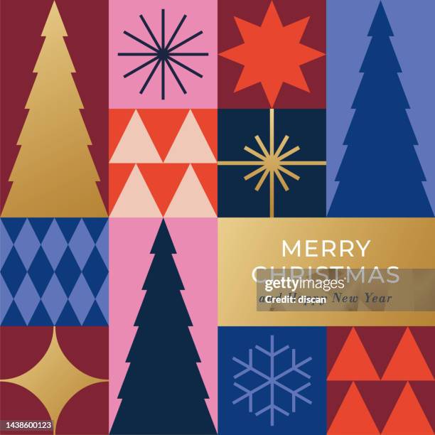 ilustrações de stock, clip art, desenhos animados e ícones de christmas card with geometric decoration. - scandinavian culture