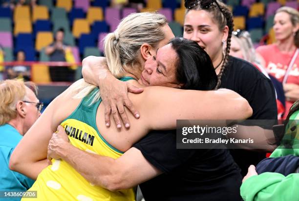 Donnell Wallam of Australia hugs her Mother Donna after game three of the International Test Match series between the Australia Diamonds and England...