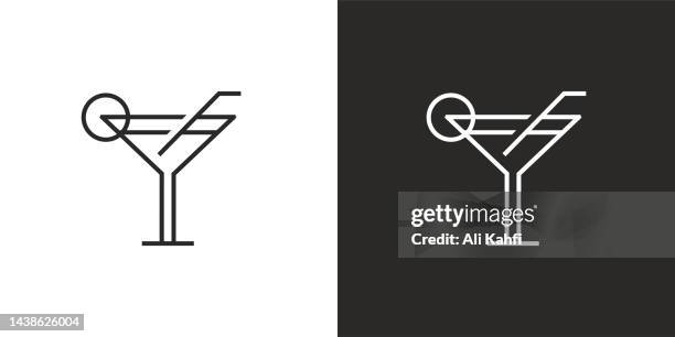 martini glass icon - vodka drink stock illustrations