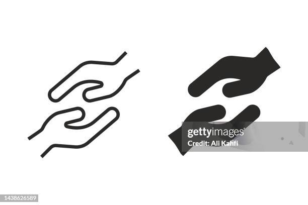 two hands icon - partnership logo stock illustrations