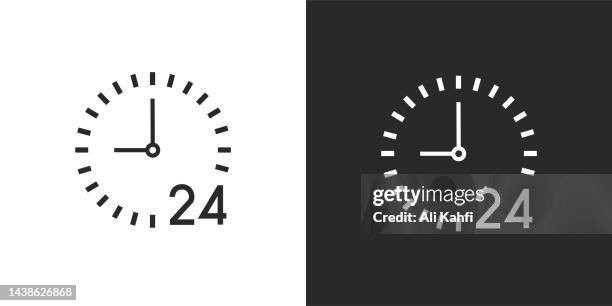 ilustrações de stock, clip art, desenhos animados e ícones de 24 hours icon - aberto 24 horas