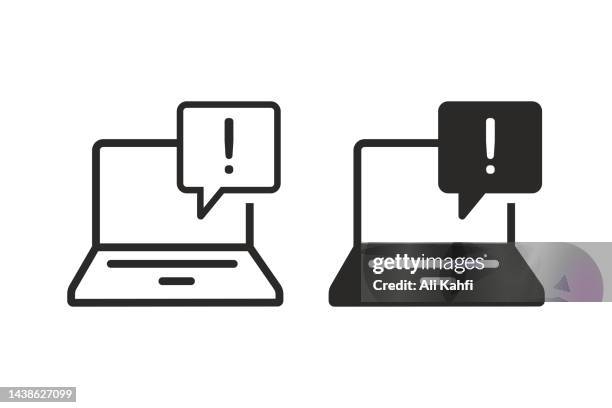 ilustraciones, imágenes clip art, dibujos animados e iconos de stock de icono de notificación del equipo - ransomware