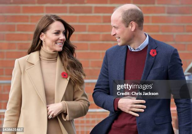 Catherine, Princess of Wales and Prince William, Prince of Wales arrive at "The Street" community hub on November 03, 2022 in Scarborough, England....