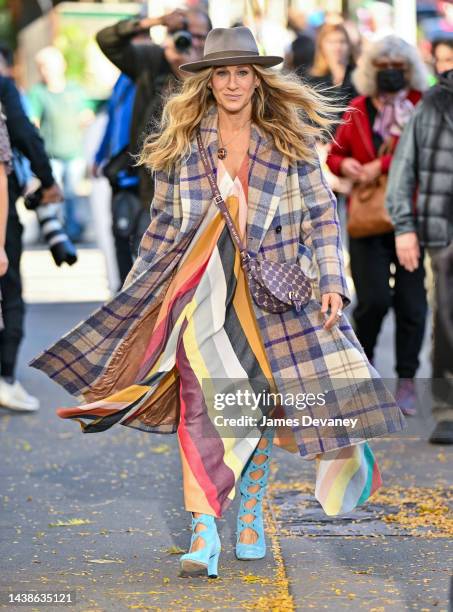 Sarah Jessica Parker is seen on the set of "And Just Like That..." Season 2 the follow up series to "Sex and the City" in Chelsea on November 02,...