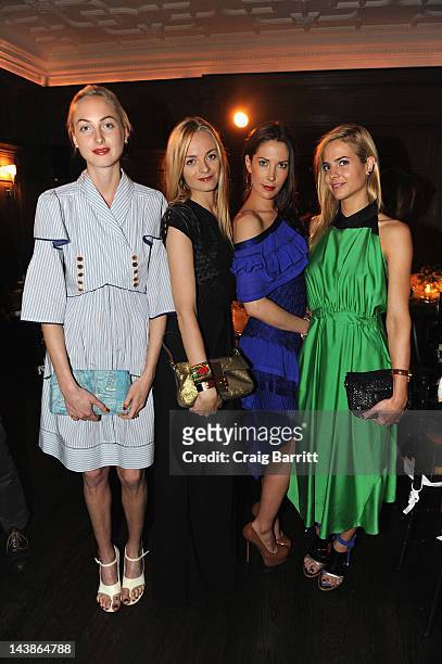 Claire, Virginie, Prisca and Jena Courtin Clarins attends a dinner in honour of Frieze Project Artists hosted by Frieze Art Inc and Mulberry at Crown...
