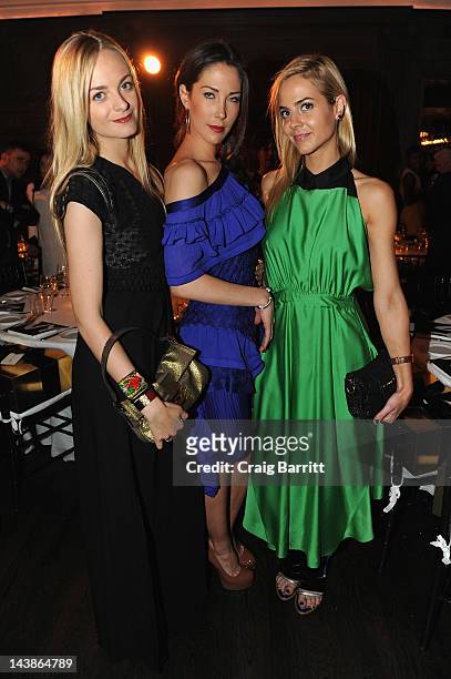 Virginie, Prisca and Jena Courtin Clarins attend a dinner in honour of Frieze Project Artists hosted by Frieze Art Inc and Mulberry at Crown on May...