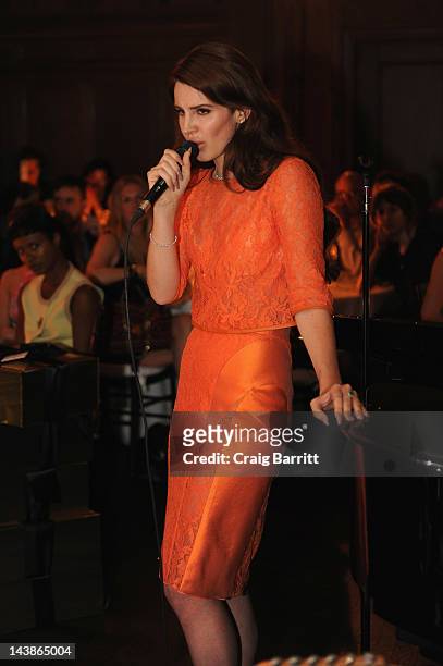 Lana Del Rey performs at a dinner in honour of Frieze Project Artists hosted by Frieze Art Inc and Mulberry at Crown on May 4, 2012 in New York City.