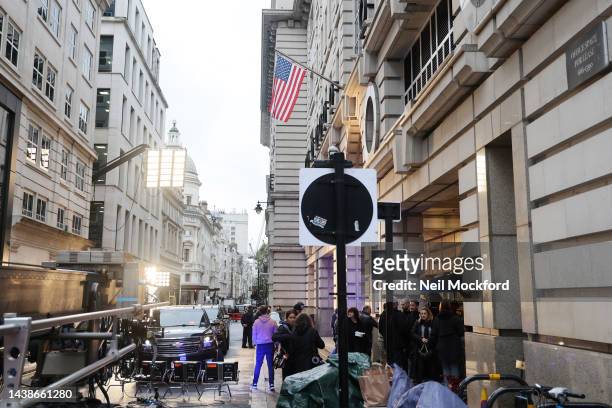 Jermyn Street gets turned into Boston for the filming of new movie 'The Beekeeper' on November 03, 2022 in London, England.