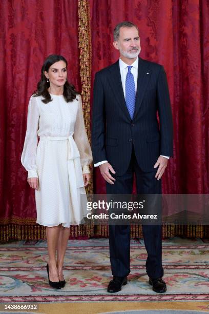 King Felipe VI of Spain and Queen Letizia of Spain host an official lunch for the President of Paraguay Mario Abdo Benitez and wife Silvana Lopez...