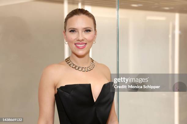 Scarlett Johansson attends an event hosted by David Yurman in support of Lower Eastside Girls Club at David Yurman 57th St on November 02, 2022 in...