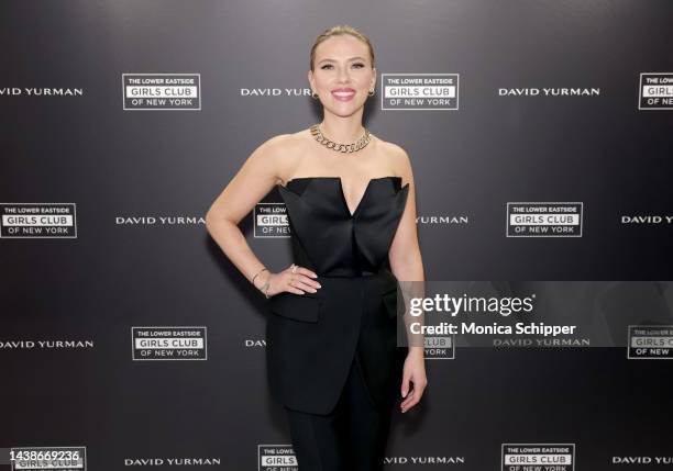Scarlett Johansson attends an event hosted by David Yurman in support of Lower Eastside Girls Club at David Yurman 57th St on November 02, 2022 in...