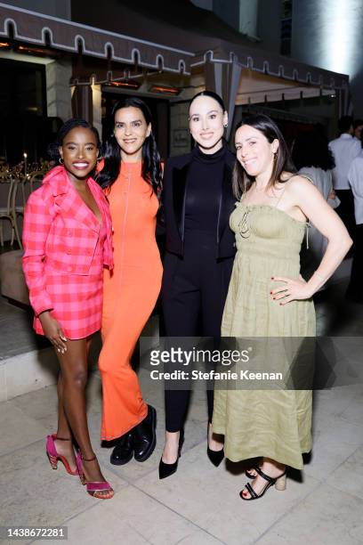 Amanda Gorman, Elsa Collins, Meena Harris, and Hannah Skvarla as Estée Lauder Hosts Dinner with Amanda Gorman and Vital Voices in Support of Women's...