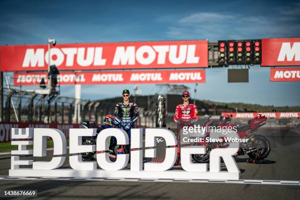 World championship decider photo with Fabio Quartararo of France and Monster Energy Yamaha MotoGP and Francesco Bagnaia of Italy and Ducati Lenovo...