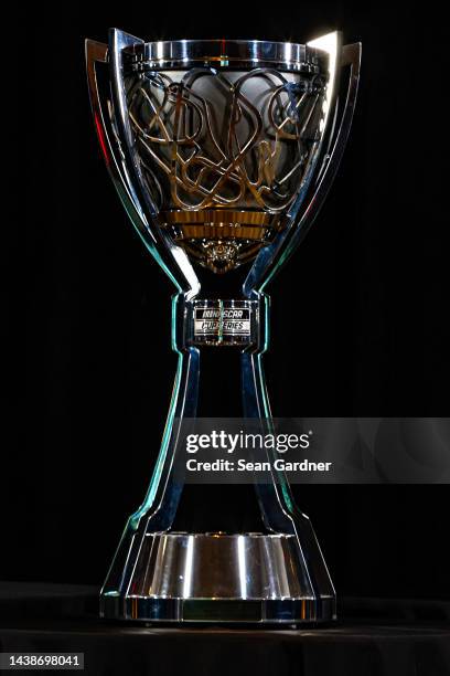 Detail view of the Bill France NASCAR Cup Series Championship trophy during the NASCAR Championship 4 Media Day at Phoenix Raceway on November 03,...