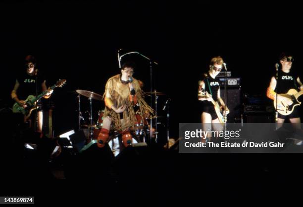 Rock group DEVO perform at the Bottom Line on October 17, 1978 in New York City, New York.
