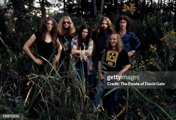 American rock group Lynyrd Skynyrd pose for a portrait in September 1974 in Parsippany, New Jersey.