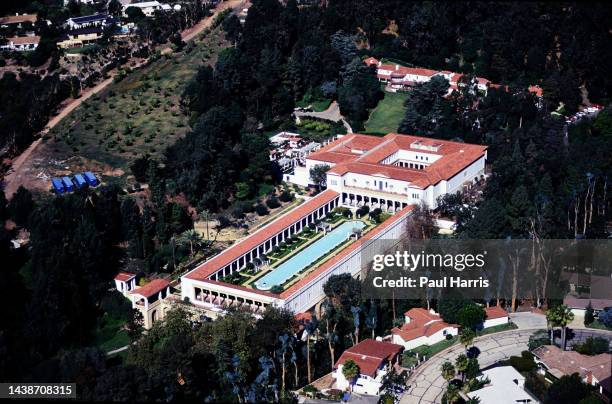 Helicopter photograph of The Getty Villa and surrounding home March 20, 1989 Pacific Palisades