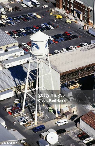 Helicopter photograph of Paramount Studios and the iconic water tower that sits on the edge of the lot March 20, 1989