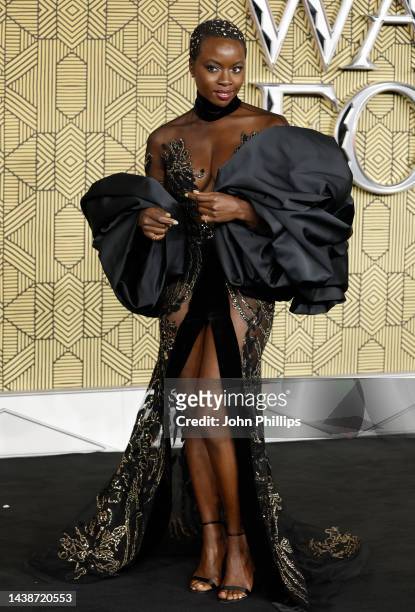 Danai Gurira attends the "Black Panther: Wakanda Forever" European Premiere at Cineworld Leicester Square on November 03, 2022 in London, England.