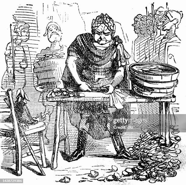 english history: caesar looking for the pearls for which britain was formerly celebrated - caesar stock illustrations