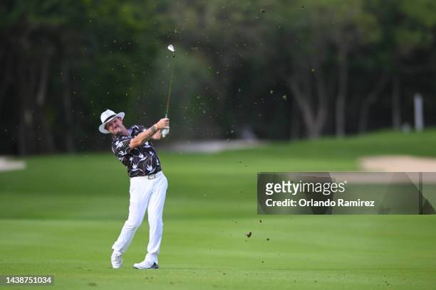 Rory Sabbatini of Slovakia plays a shot on the 9th hole during the first round of the World Wide Technology Championship at Club de Gold El Camaleon...