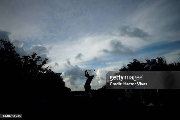 Kyle Westmoreland of United States plays his shot from the 5th tee during the first round of the World Wide Technology Championship at Club de Gold...