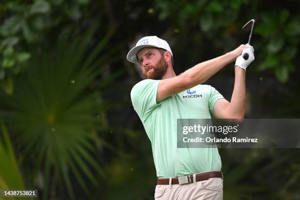 Chris Kirk of United States plays his shot from the 8th tee during the first round of the World Wide Technology Championship at Club de Gold El...